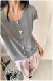 Korean Color Button Soft and Comfortable Round Neck Slim Short Sleeve Knitted Cardigan in Gray Female 2025 Summer New Thin Short Top