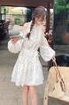 Off-Shoulder Floral Dress - Women's Summer 2025 New Gentle Elegant Cold Feeling Vacation Style Loose Slimming Dress - WHITE WITH FLORAL PRINT