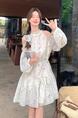 Off-Shoulder Floral Dress - Women's Summer 2025 New Gentle Elegant Cold Feeling Vacation Style Loose Slimming Dress - WHITE WITH FLORAL PRINT