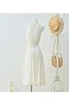 French Sleeveless Vest Dress for Women Summer Tie Waist Seaside Vacation Beach Beautiful Flower Bud Long Skirt - IVORY