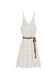 Light Cream French Hook Flower Hollow Knitted Suspender Dress Women's Summer New Loose Layered Sleeveless Vest Dress Two-Piece Suit