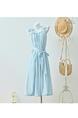 French Hook Flower Hollow Knitted Suspender Dress Women's Summer New Loose Layered Sleeveless Vest Dress Two-Piece Suit - LIGHT BLUE