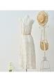 French Hook Flower Hollow Knitted Suspender Dress Summer New Style Layered Sleeveless Vest Dress Two-Piece Long Skirt for Women - IVORY