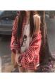 Korean New Loose Versatile Long-Sleeved Red and White Plaid Shirt