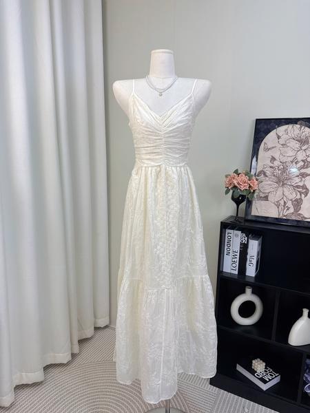 Jwunique Creamy-White High Sense Dress in Soft Ivory Color - Women's Summer 2025 New Slimming A-line Slip Dress