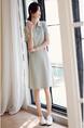 In Stock Commute Leisure Simple Polo Collar Dress in Soft Sage Green - Women's Summer Raglan Sleeve Design Slim Fit Skirt