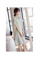 In Stock Commute Leisure Simple Polo Collar Dress in Soft Sage Green - Women's Summer Raglan Sleeve Design Slim Fit Skirt