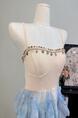 A Sweet Peach Yikett Midsummer Sicilian Gradient Skirt in Soft Blue - Tube Top Suspender Skirt Slimming Heavy Industry Dress