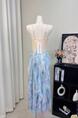 A Sweet Peach Yikett Midsummer Sicilian Gradient Skirt in Soft Blue - Tube Top Suspender Skirt Slimming Heavy Industry Dress