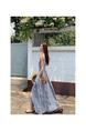 Navy Plaid Tube Top Dress One Shoulder Dress Female Summer French Temperament Design Waist Seaside Vacation