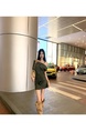 Real Shot Cost-Effective Pure Desire Retro Oblique Shoulder Denim Dress in Olive Green, Summer Design Sense Niche Hot Girl Tube Top A-Line Short Skirt