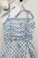 French Style Gentle Blue Plaid Sling Dress in Light Blue, Women's 2025 Summer New Waist Slimming Elegant Long Dress
