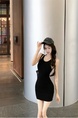 Real Shot Cost-Effective Dress Summer Backless Halter Knitted Hip Skirt with Chest Pad in Black