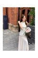 Yang Xiaoxiao Fujia Gold Three-Dimensional Flower Sleeveless Dress Gauze Skirt Fairy Dress in Ivory White Tight Waist Skirt Engagement Dress