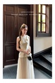 Yang Xiaoxiao Fujia Gold Three-Dimensional Flower Sleeveless Dress Gauze Skirt Fairy Dress in Ivory White Tight Waist Skirt Engagement Dress