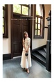 Yang Xiaoxiao Fujia Gold Three-Dimensional Flower Sleeveless Dress Gauze Skirt Fairy Dress in Ivory White Tight Waist Skirt Engagement Dress