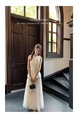 Yang Xiaoxiao Fujia Gold Three-Dimensional Flower Sleeveless Dress Gauze Skirt Fairy Dress in Ivory White Tight Waist Skirt Engagement Dress