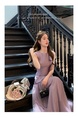 Yang Xiaoxiao Fujia Gold Three-Dimensional Flower Sleeveless Dress Gauze Skirt Fairy Dress in Lavender Tight Waist Skirt Engagement Dress