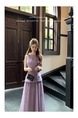 Yang Xiaoxiao Fujia Gold Three-Dimensional Flower Sleeveless Dress Gauze Skirt Fairy Dress in Lavender Tight Waist Skirt Engagement Dress