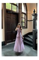 Yang Xiaoxiao Fujia Gold Three-Dimensional Flower Sleeveless Dress Gauze Skirt Fairy Dress in Lavender Tight Waist Skirt Engagement Dress