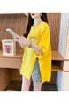 Real Shot Douyin Quality/Pure Cotton/Back Collar/Medium-Length Loose Slit Strap Design T in Bright Yellow