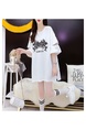 Title: Official Picture Pure Cotton/Back Collar Design Mid-Length T-Shirt Female Printed Versatile Loose Top - White
