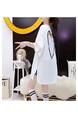 Title: Official Picture Pure Cotton/Back Collar Design Mid-Length T-Shirt Female Printed Versatile Loose Top - White