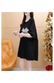 Title: Official Picture Pure Cotton/Back Collar Design Mid-Length T-Shirt Female Printed Versatile Loose Top - Black