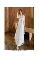 High Quality and Quality! White Sleeveless Vest Dress Women's Summer French Style Temperament High Sense Seaside Vacation Dress