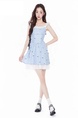 FLIM French Pure Desire Sweet Bow Polka Dot Suspender Dress Summer Waist Slim Ballet Princess Skirt in Light Blue