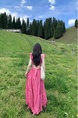 Dopamine Pink Flying Sleeve Sling Dress in Vibrant Pink - Women's Summer Vacation Style French Temperament High-Grade Backless Dress