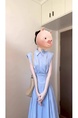French Style Gentle Blue Polo Collar Sleeveless Dress in Light Blue Simple and Elegant High-Grade Waist-Tight A-line Dress
