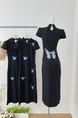 Lei Handsome Butterfly Dream Summer New Chinese Style Hollow Mesh Butterfly Embroidery Black Temperament Dress in Black