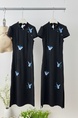 Lei Handsome Butterfly Dream Summer New Chinese Style Hollow Mesh Butterfly Embroidery Black Temperament Dress in Black