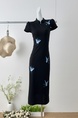 Lei Handsome Butterfly Dream Summer New Chinese Style Hollow Mesh Butterfly Embroidery Black Temperament Dress in Black
