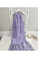 Floral Beauty Handmade Flower Halter Dress Women's Summer Seaside Vacation Style Lavender Dress