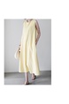 Korean Style Sleeveless Vest Loose Slim Linen Artistic Knee-Length Dress for Women in Yellow