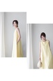 Korean Style Sleeveless Vest Loose Slim Linen Artistic Knee-Length Dress for Women in Yellow