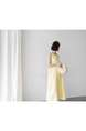 Korean Style Sleeveless Vest Loose Slim Linen Artistic Knee-Length Dress for Women in Yellow