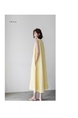 Korean Style Sleeveless Vest Loose Slim Linen Artistic Knee-Length Dress for Women in Yellow