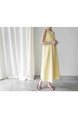 Korean Style Sleeveless Vest Loose Slim Linen Artistic Knee-Length Dress for Women in Yellow