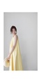 Korean Style Sleeveless Vest Loose Slim Linen Artistic Knee-Length Dress for Women in Yellow