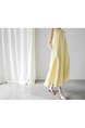 Korean Style Sleeveless Vest Loose Slim Linen Artistic Knee-Length Dress for Women in Yellow