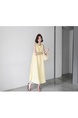 Korean Style Sleeveless Vest Loose Slim Linen Artistic Knee-Length Dress for Women in Yellow