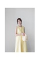 Korean Style Sleeveless Vest Loose Slim Linen Artistic Knee-Length Dress for Women in Yellow