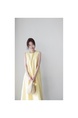 Korean Style Sleeveless Vest Loose Slim Linen Artistic Knee-Length Dress for Women in Yellow