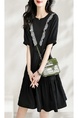 Hepburn Wind Black Dress Women's Summer New Loose Slimming and Fashionable Women's Clothing Skirts Elegant Stitching Design Skirt in Black
