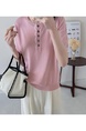 Real Shot of a Large Number of Spot 2025 New Tencel Lace Women's Versatile Round Neck Short-Sleeved Knitted Tops in Pink