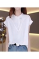 White Stand Collar Short-Sleeved Shirt for Women 2025 New Summer Age-Reducing Fashionable Loose Slim Design Shirt Tops in White