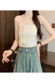 Cream Real Shot Wholesale Price 2025 Summer New Sweet Spicy National Style Retro Chinese Knot Design Camisole with Chest Pad